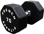 French Fitness Urethane 8 Sided Hex Dumbbell 70 lbs - Single Image