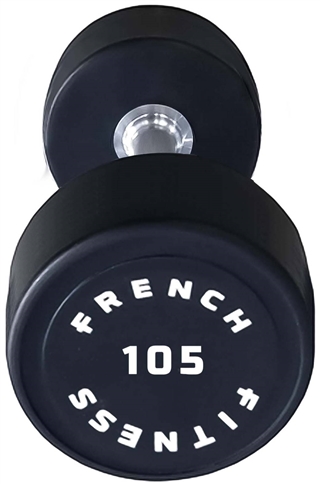 French Fitness Urethane Round Pro Style Dumbbell 105 lbs - Single Image