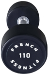 French Fitness Urethane Round Pro Style Dumbbell 110 lbs - Single Image