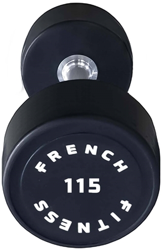 French Fitness Urethane Round Pro Style Dumbbell 115 lbs - Single Image