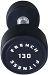 French Fitness Urethane Round Pro Style Dumbbell 130 lbs - Single Image