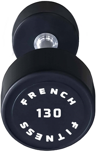 French Fitness Urethane Round Pro Style Dumbbell 130 lbs - Single Image