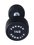 French Fitness Urethane Round Pro Style Dumbbell 140 lbs - Single Image