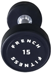 French Fitness Urethane Round Pro Style Dumbbell 15 lbs - Single Image