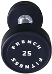 French Fitness Urethane Round Pro Style Dumbbell 25 lbs - Single Image