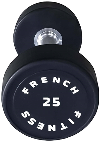 French Fitness Urethane Round Pro Style Dumbbell 25 lbs - Single Image