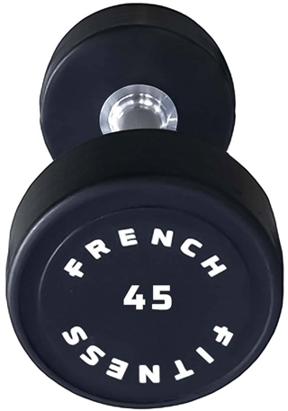 French Fitness Urethane Round Pro Style Dumbbell 45  lbs - Single Image