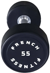 French Fitness Urethane Round Pro Style Dumbbell  55 lbs - Single Image