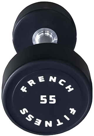 French Fitness Urethane Round Pro Style Dumbbell  55 lbs - Single Image