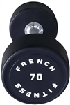 French Fitness Urethane Round Pro Style Dumbbell 70 lbs - Single Image