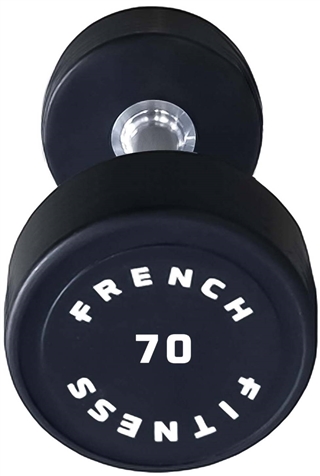French Fitness Urethane Round Pro Style Dumbbell 70 lbs - Single Image