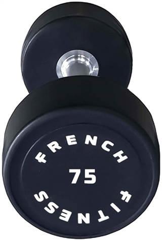 French Fitness Urethane Round Pro Style Dumbbell 75  lbs - Single Image