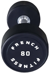 French Fitness Urethane Round Pro Style Dumbbell 80  lbs - Single Image