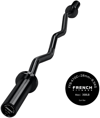 French Fitness Black 47" Olympic EZ Curl Bar Image