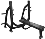 French Fitness FFB Black Olympic Flat Bench w/Weight Horns Image