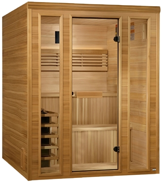 Golden Designs GDI-7060-01 Engelberg Edition 6 Person Traditional Steam Sauna - Pacific Premium Clear Cedar | Image