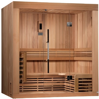 Golden Designs GDI-7389-01 Canadian Red Cedar "Copenhagen Edition" 3 Person Traditional Steam Sauna | Image