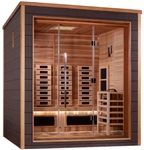 Golden Designs GDI-8223-01 Visby 3 Person Outdoor-Indoor PureTech Hybrid Full Spectrum Sauna - Canadian Red Cedar Interior | Image