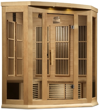 GoldenDesigns MX-K356-01-ZF Hemlock Maxxus 3 Person Corner Near Zero EMF FAR Infrared Sauna | Image