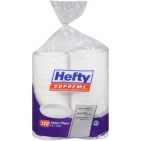 Hefty Supreme Foam Plates, 6", 320pk