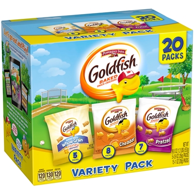 Goldfish Variety Bags, cheddar, colors, pretzels 45 ct