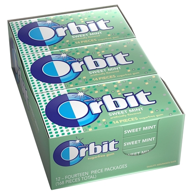 Orbit Sweet Mint Sugar Free, 14 pieces/pk, 12 pk