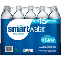 SmartWater bottled water, 1 Liter, 15 bottles