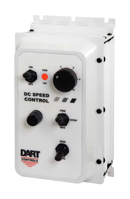 Dart Controls 125DV200EW-29, White NEMA 4X (Fwd/Off/Rev) Dual voltage with speed potentiometer with leads, knob and dial