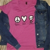 Peace, Love + Wine Pink Raspberry V-neck