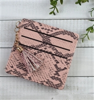 Chelsea Snake Print Wallet and Snap Pouch - Pink