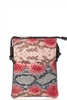 Boho Snake Print Crossbody Bag - Pink