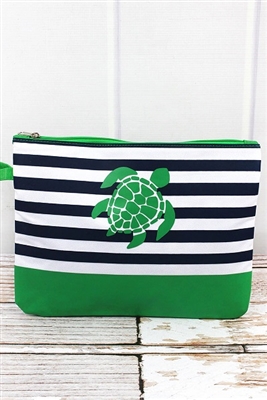 Navy and Kelly Green Turtle Stripe Wet/Dry Bag