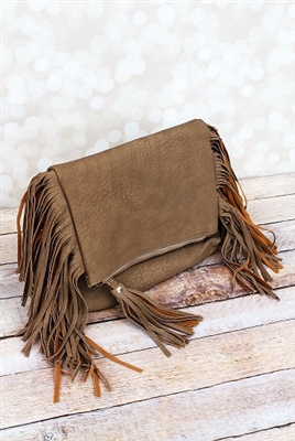 Faux Leather Fringed Crossbody Clutch - 4 colors!