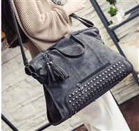 Dark Gray Tess Tote with studs