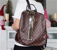 Libby Brown Checked Backpack with Pouch