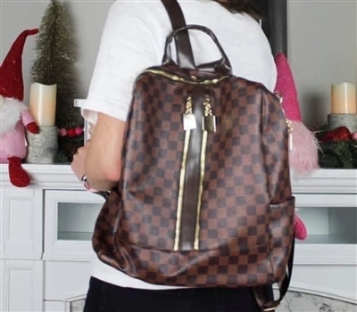 Libby Brown Checked Backpack with Pouch