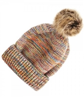 Do Everything In Love Brand Multicolor Melange Knit Pom Beanie