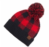 C.C. Buffalo Check Jacquard Knit Pom Beanie - red and black