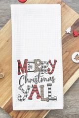 Doodle Merry Christmas Y'all Waffle Kitchen Towel