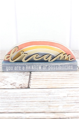Dream Rainbow Wood Tabletop Sign