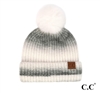 C.C. Ombre Black Multi Knit Beanie with Pom