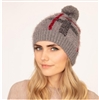 Gray Plaid Beanie with Pom