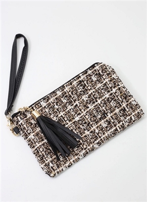 Paonia Tweed Wristlet BLACK