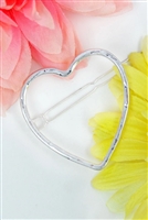 Crave Hammered Silvertone Open Heart Snap Hair Clip