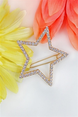 Crystal Goldtone Open Star Snap Hair Clip