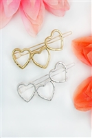 Crave Hammered Two-Tone Open Heart Snap Hair Clip Set