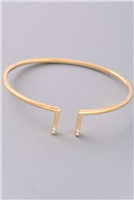 Jewel Stick Out Bar Cuff Bracelet -  Gold colored