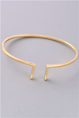 Jewel Stick Out Bar Cuff Bracelet -  Gold colored