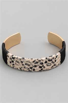 Animal Print Cuff Bracelet - Black