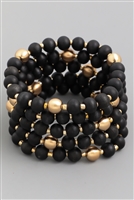Multi Strand Wooden Bracelet Set - Black